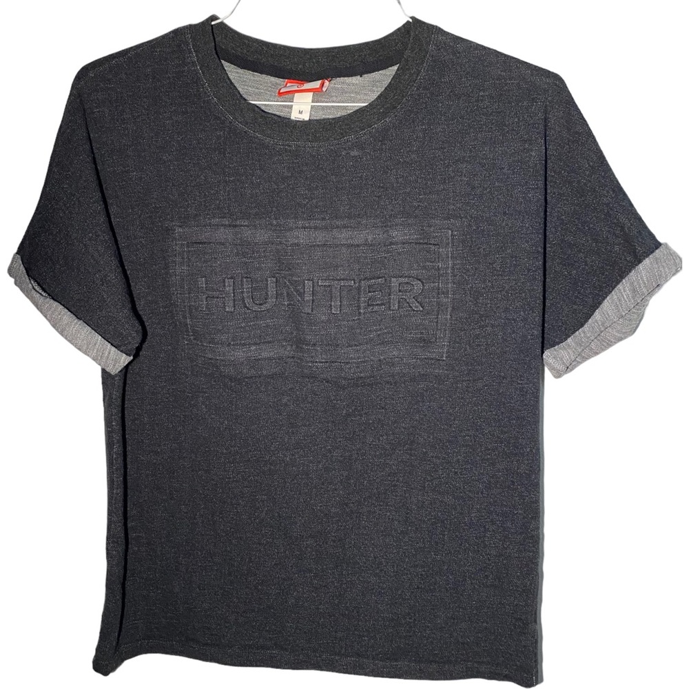 Hunter Mens Medium Charcoal Grey‎ Rolled Short Sleeves Crew Neck